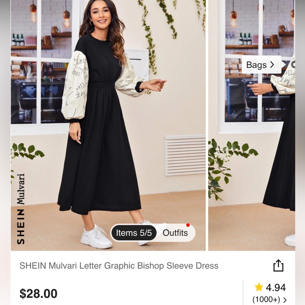 maxi dress.beautiful black with white sleeve.